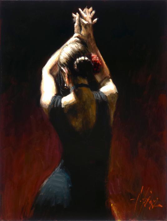 Fabian Perez flamenco dancer in black Dress